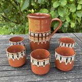 Troyan ceramic pitcher/glass set in Bulgarian-Balkan stoneware