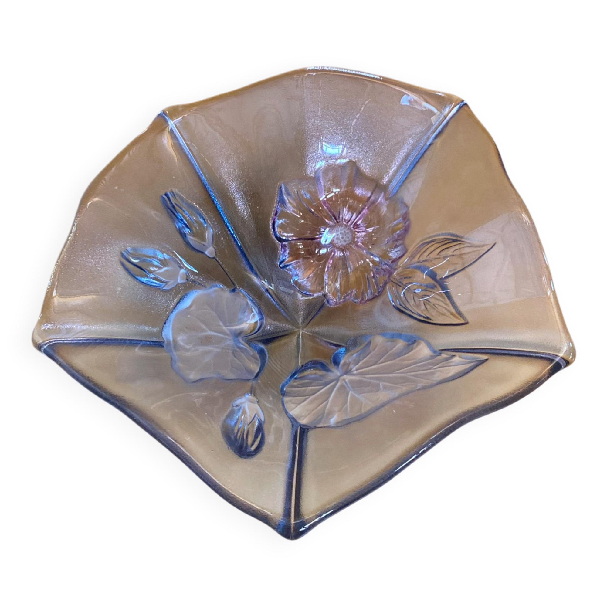 Bol vide poche mikasa crystal moulded decor flowers coloured vintage