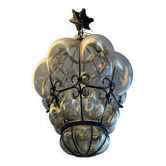 Lanterne en verre soufflé et métal