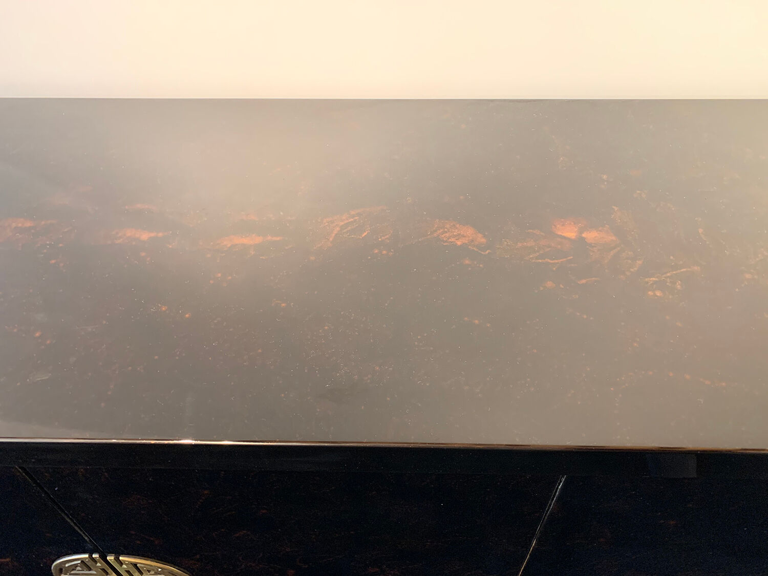 Black and gold lacquered buffet with Chinese handles, 1970