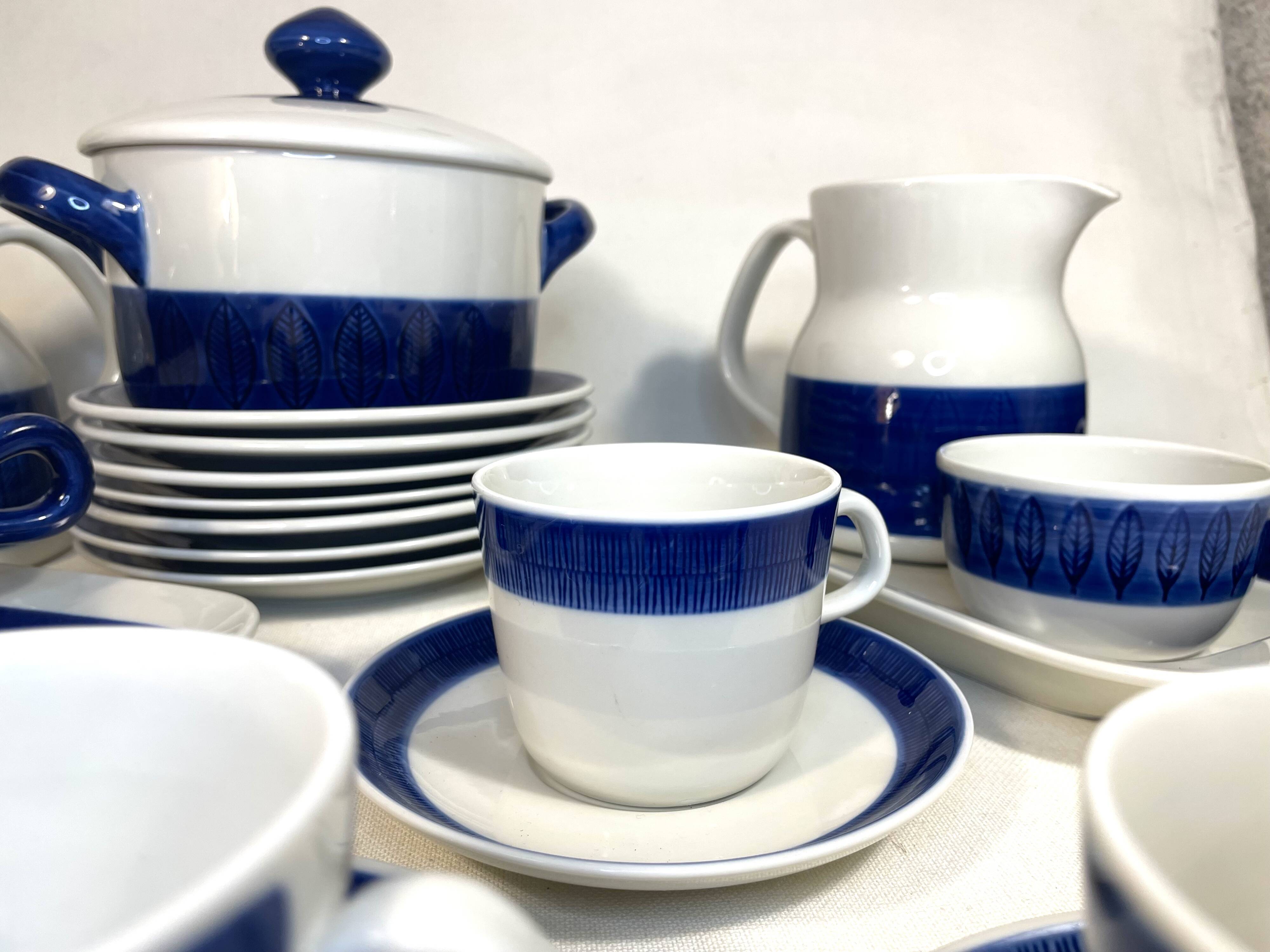 Design tableware service by Hertha Bengtson for Rörstrand, Sweden, in glazed stoneware.