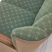 1950s, Danish 3-seater sofa, green/beige furniture wool fabric, oak wood.