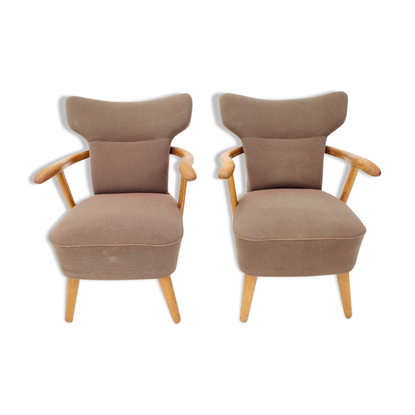 1940s Pair of Oak Armchairs by Krasna Jizba, Czechoslovakia