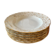 Set of 6 hollow plates in white and gold porcelain