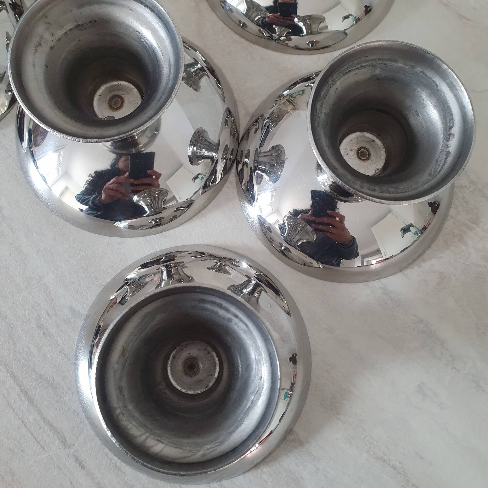 Dessert / ice cream bowls in stainless steel, Guy Degrenne style.