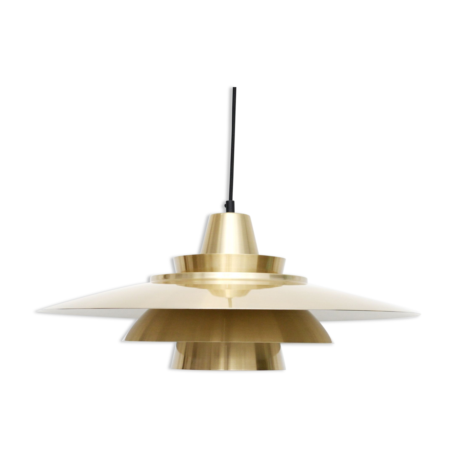 Vintage pendant lamp in golden brass, danish 1970s