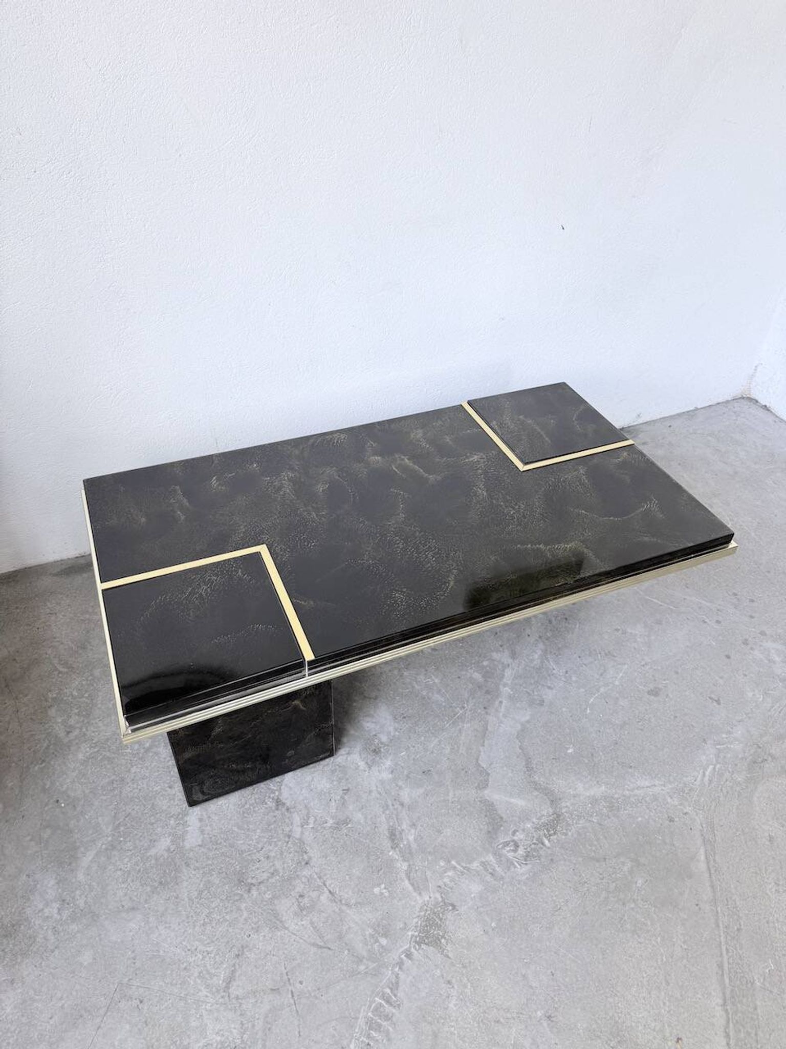 "Rizzo" lacquered and brass coffee-bar table from the 1970s.