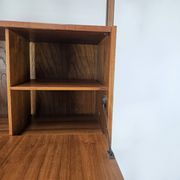 1960s teak floor/sky bookcase with shelves and compartment