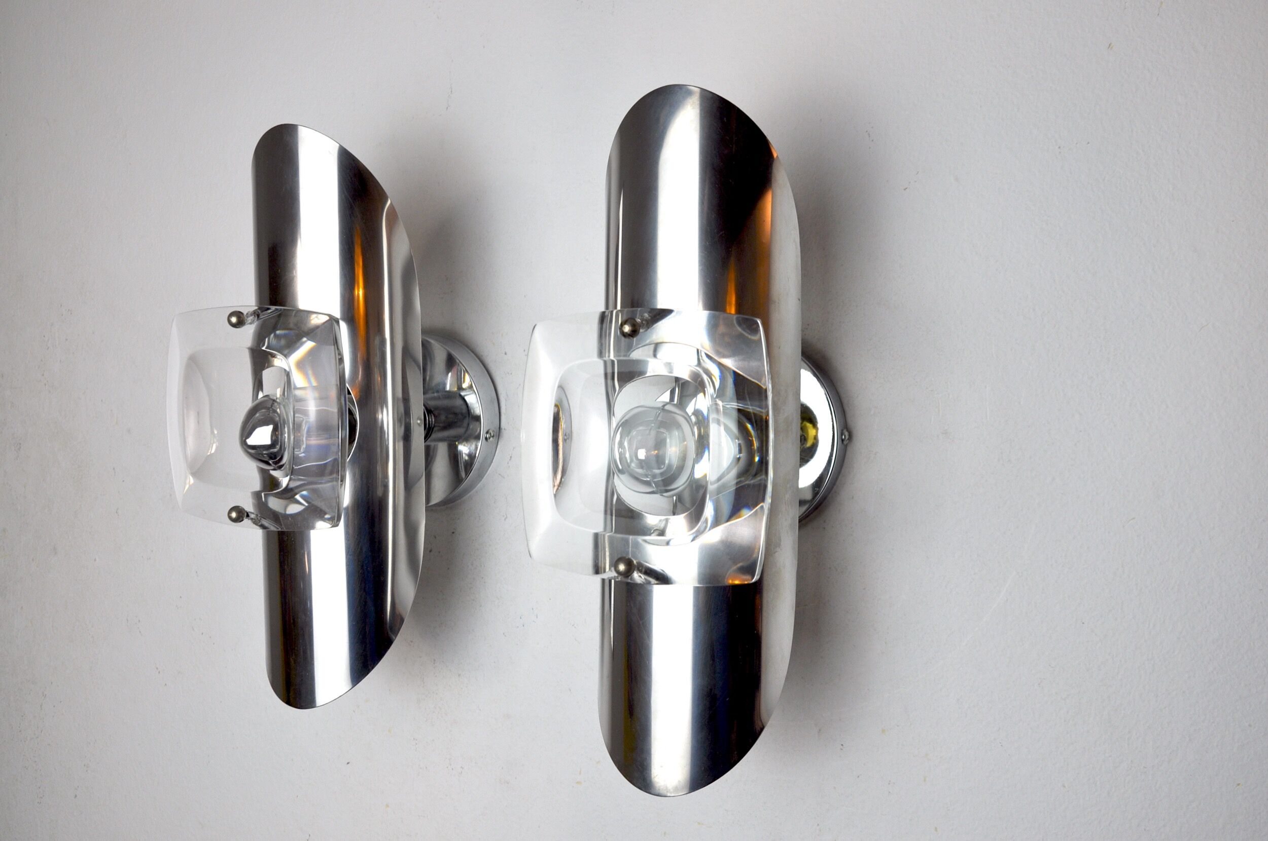 Pair of oscar torlasco wall lights, murano glass, italy, 1970