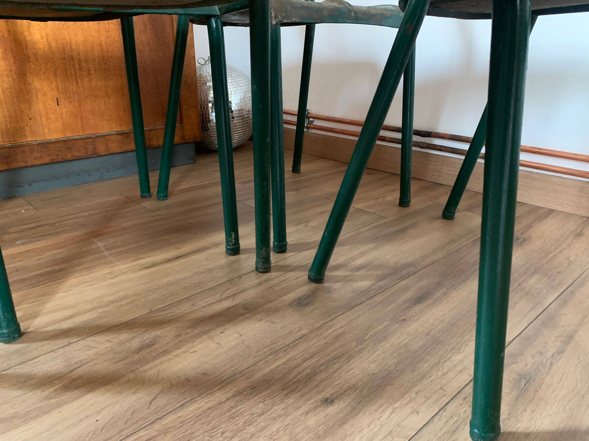 Set of 5 green chairs