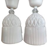 Duo suspensions en verre de couleur blanche