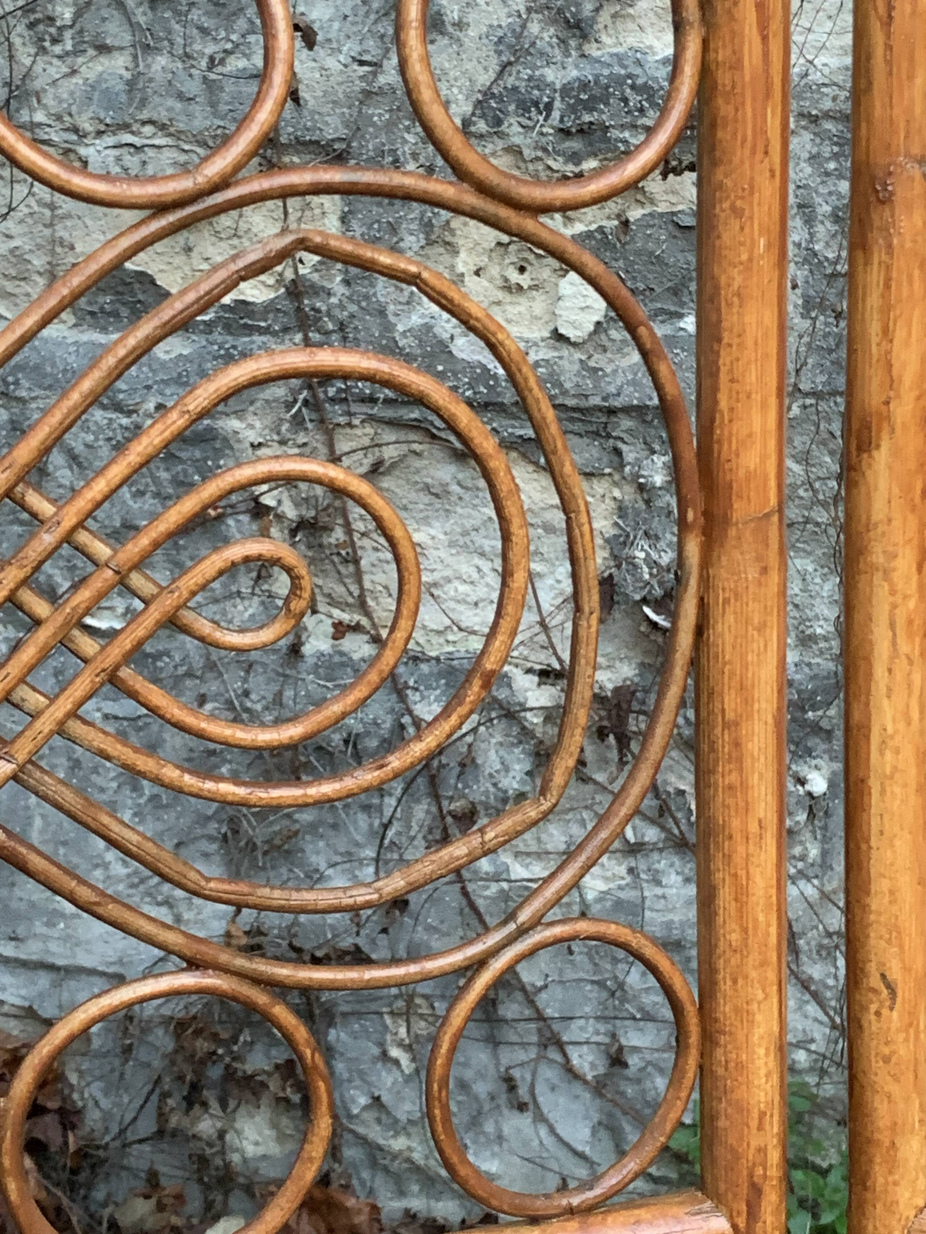 Vintage 1960s Curved Rattan Screen