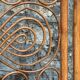 Vintage 1960s curved rattan screen