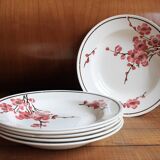 Set of 6 Terre de Fer St Amand "cherry" deep plates