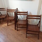 4 folding vintage wooden chairs
