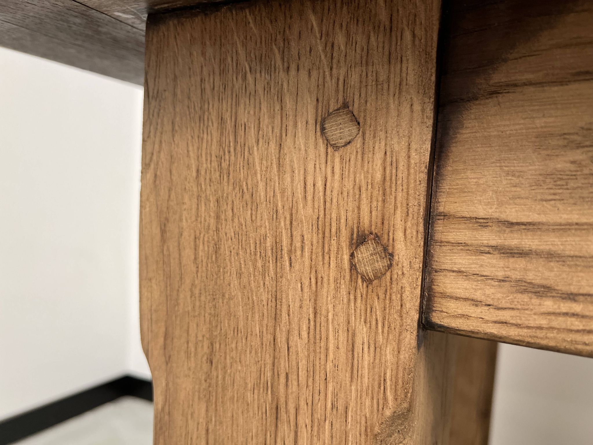 Large solid oak farm table with its extensions, 1950s