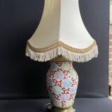 Old Asian vase mounted as a lamp with pagoda lampshade