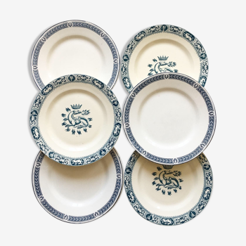 6 mismatched Iron Land dessert plates