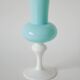 sky blue opaline vase and white feet 1970