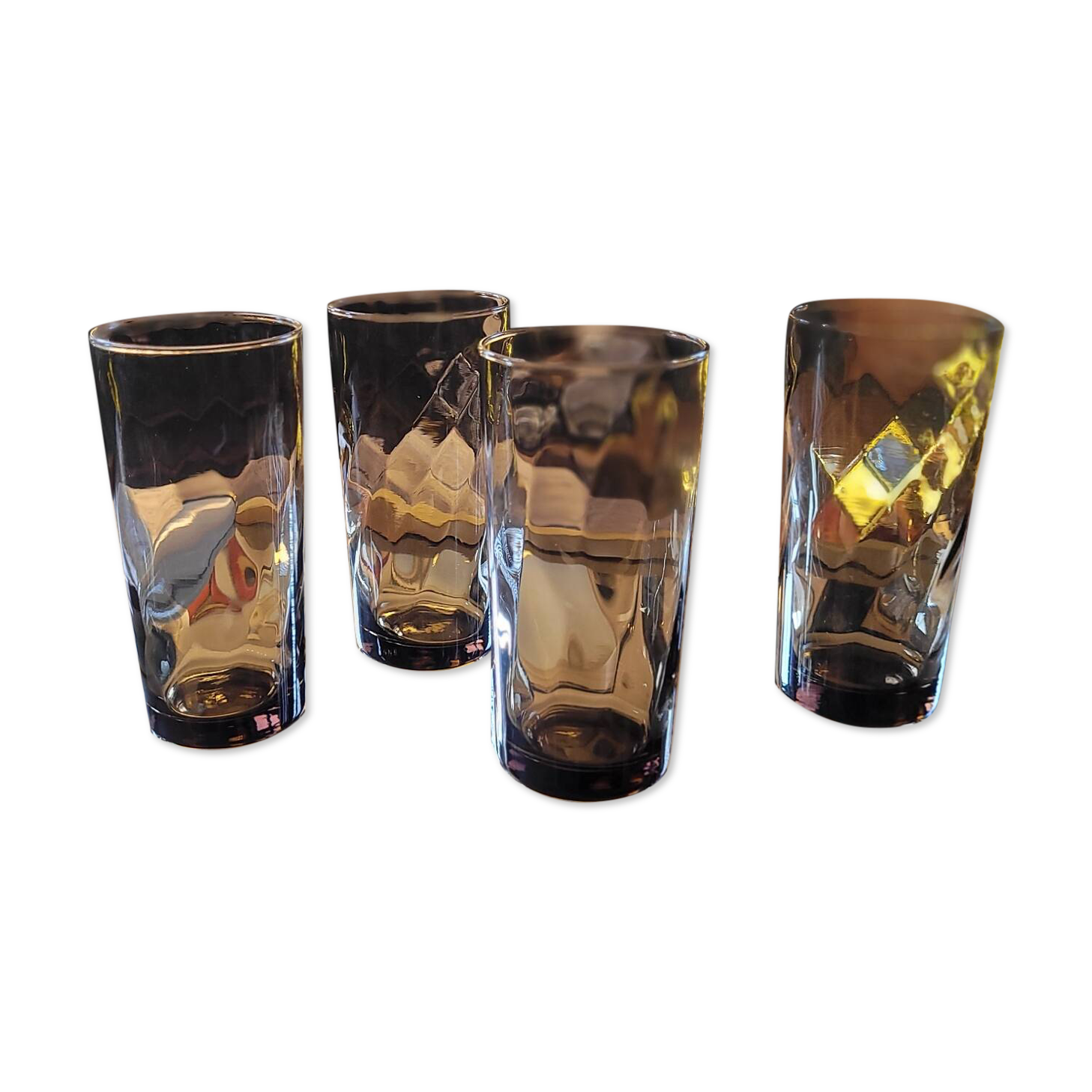 4 smoked long drink glasses – 1970s 4 smoked long drink glasses – year