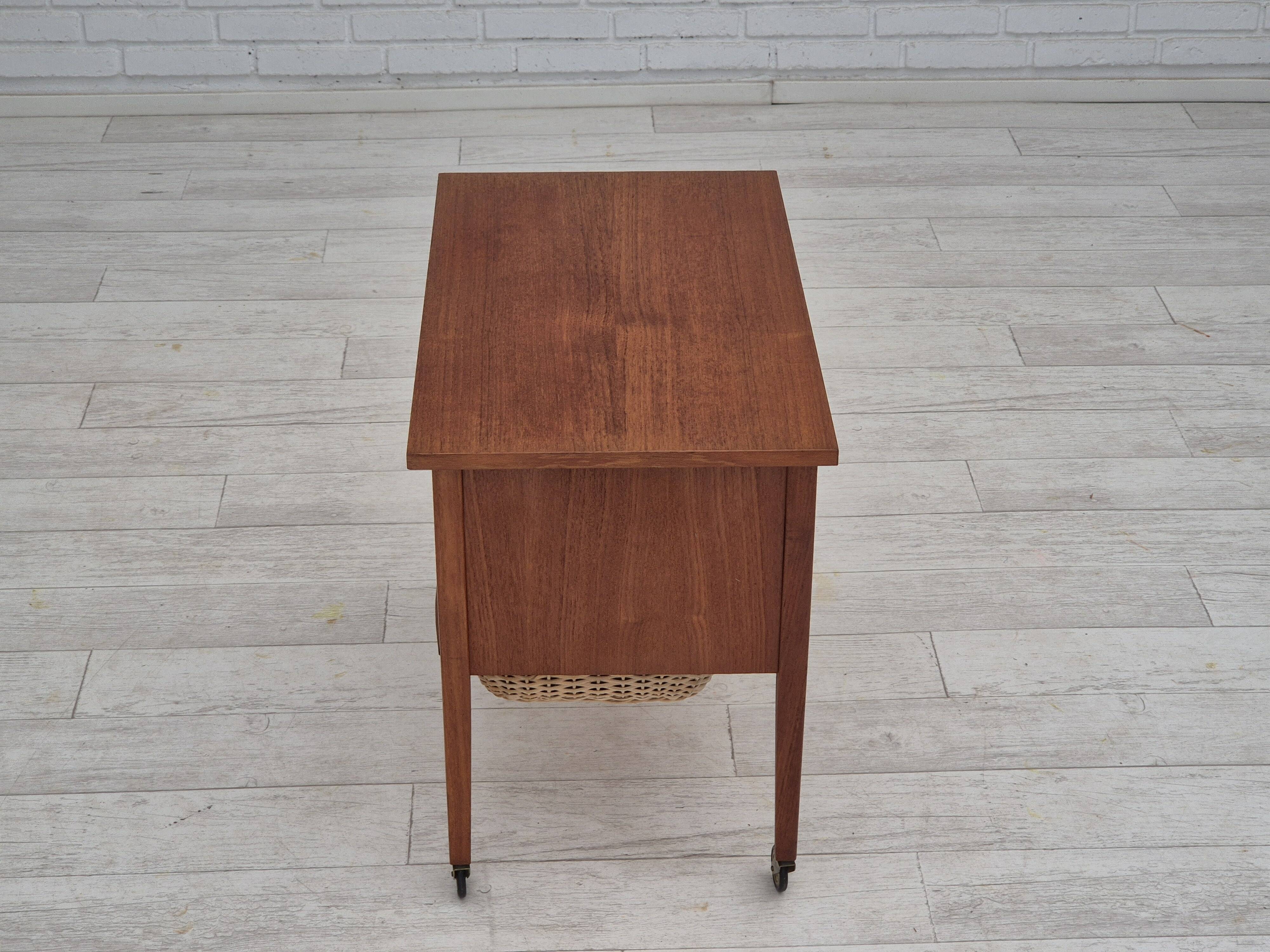 1970s, Danish chest of drawers, teak wood, rattan, original condition.