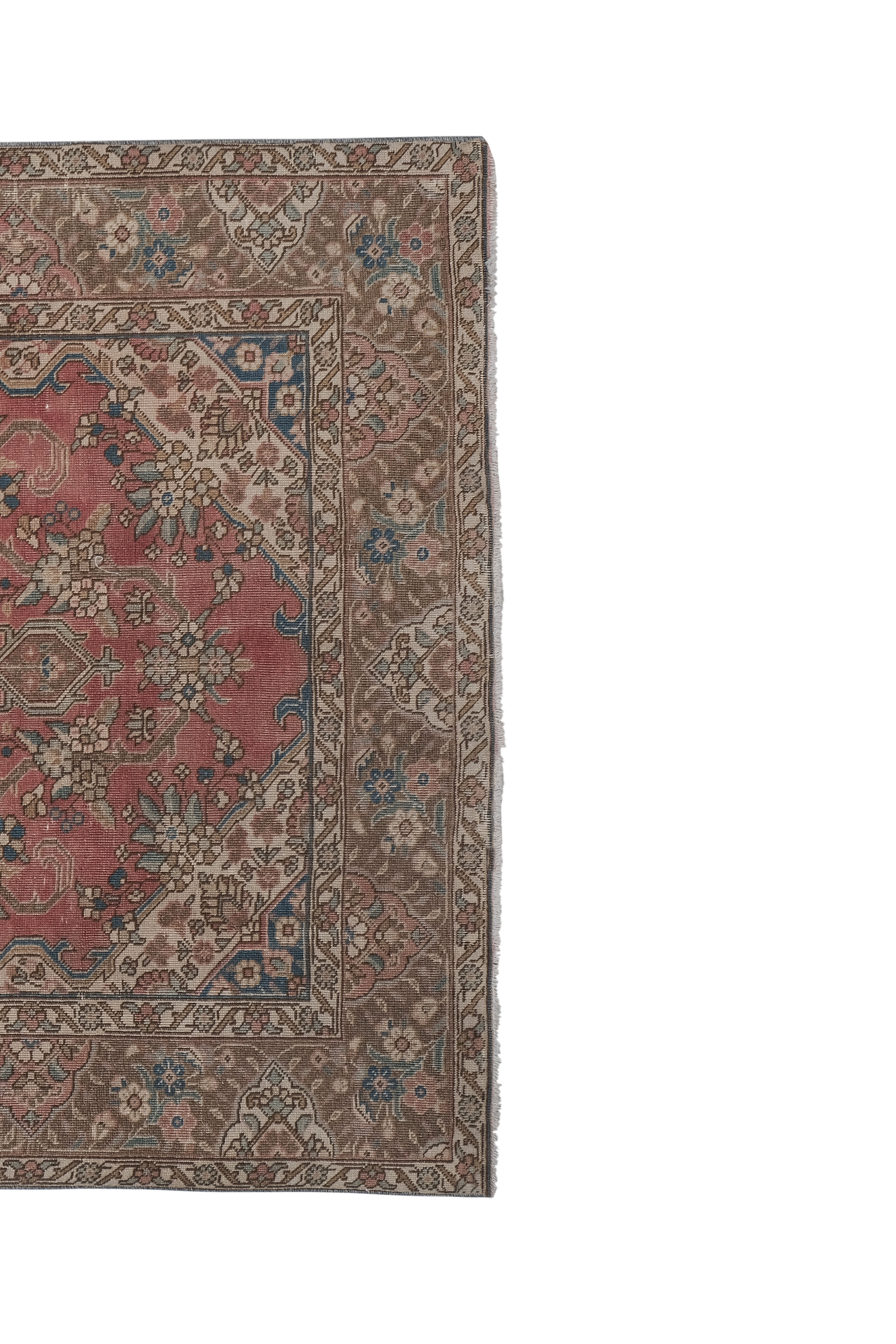 Vintage Handknotted Turkish Unusual Rug with Floral Border 4'5" X 6'4"