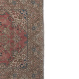 Vintage Handknotted Turkish Unusual Rug with Floral Border 4'5" X 6'4"