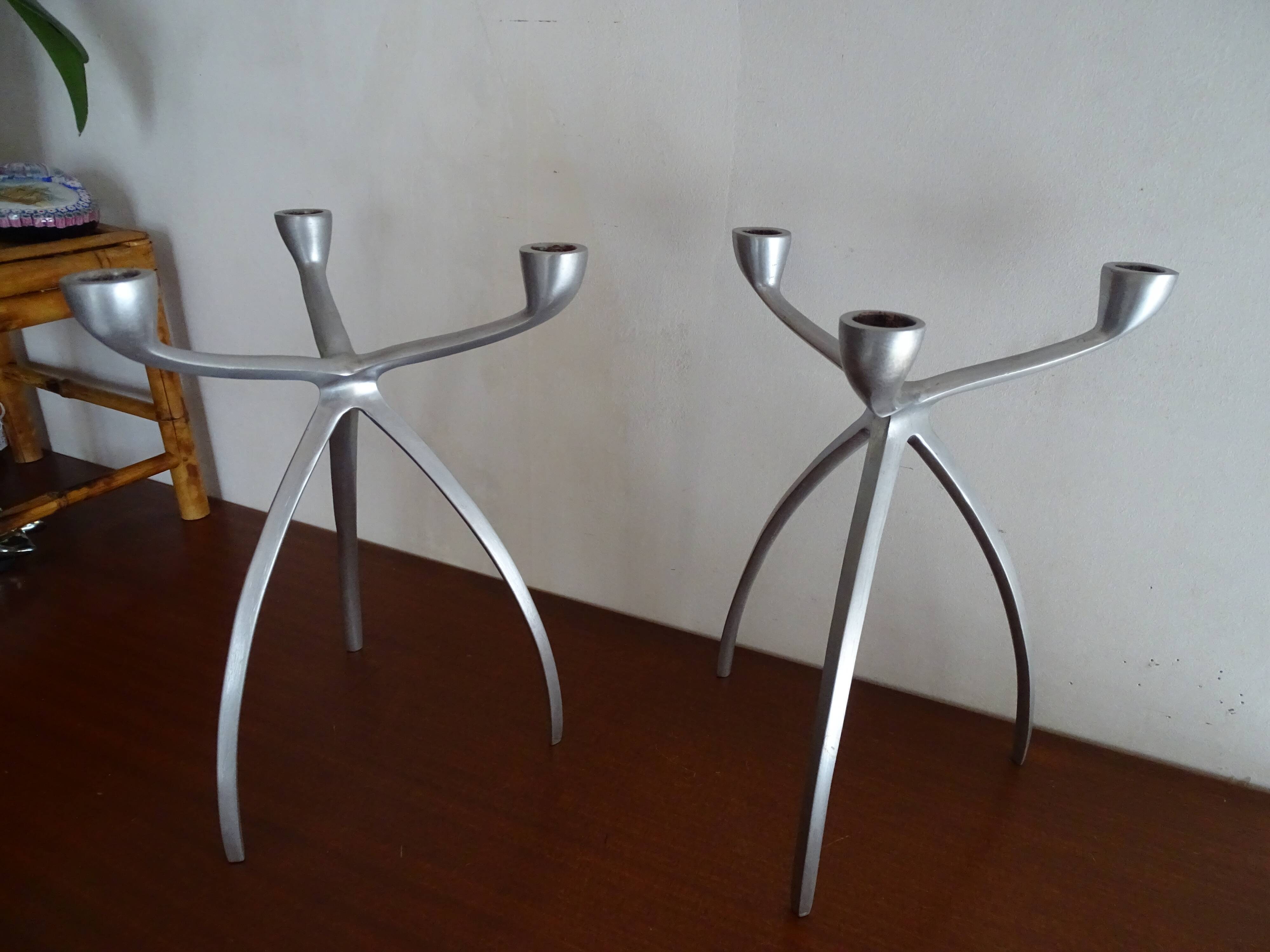 Pair of candlestick candlesticks design 3 metal lights