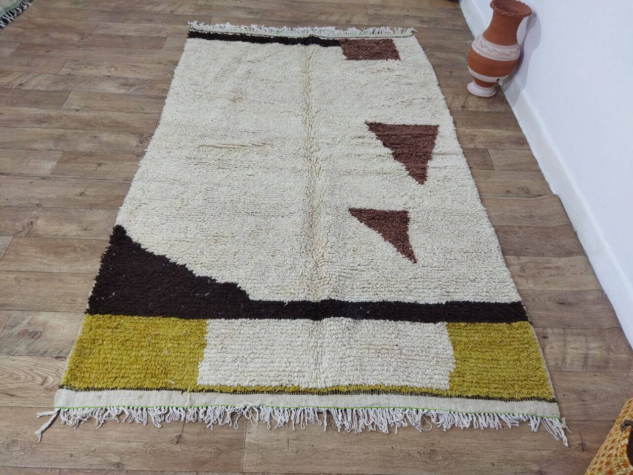 Handmade wool Berber rug 247x156