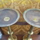 Pair of antique candle holders 19th brass 39 cm