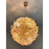Italian Glass Chandelier Sputnik in Gold and Clear and Gold Fl