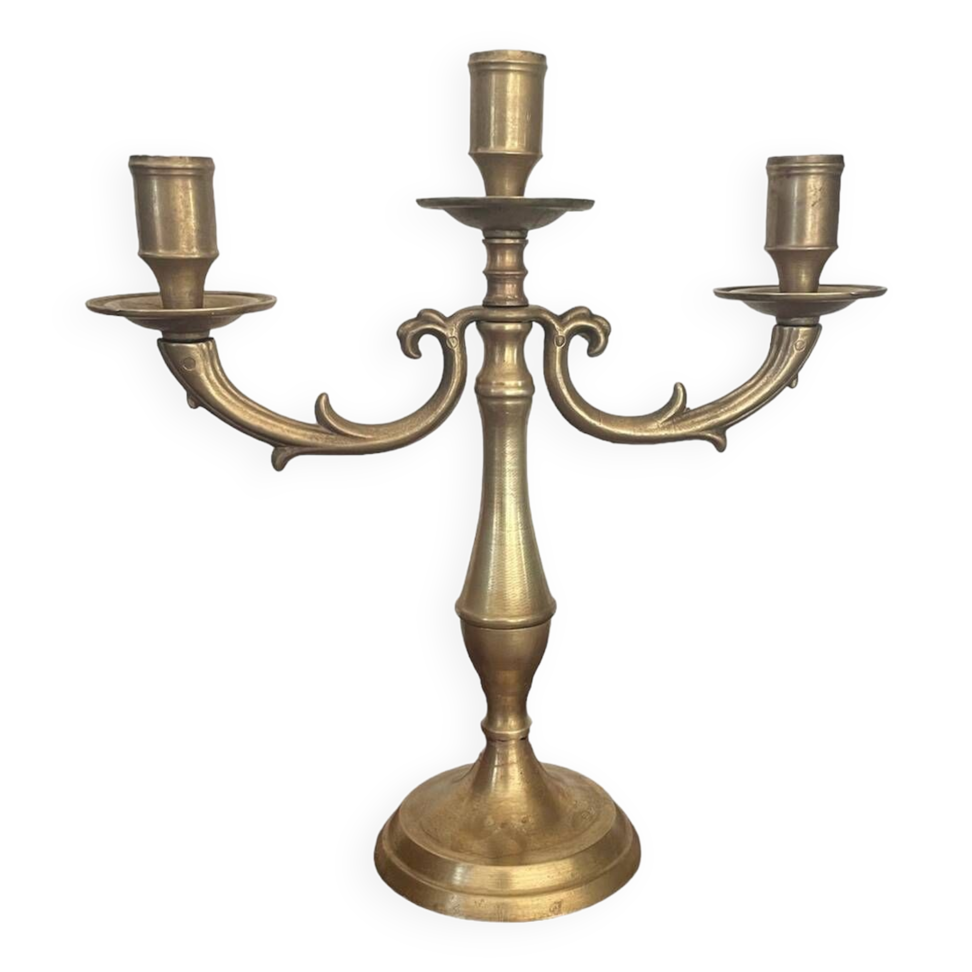 Vintage brass three-light candlestick
