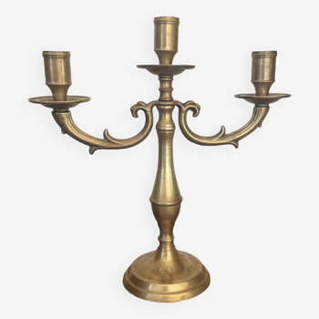 Vintage brass three-light candlestick