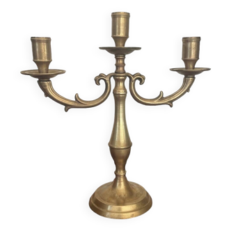 Vintage brass three-light candlestick
