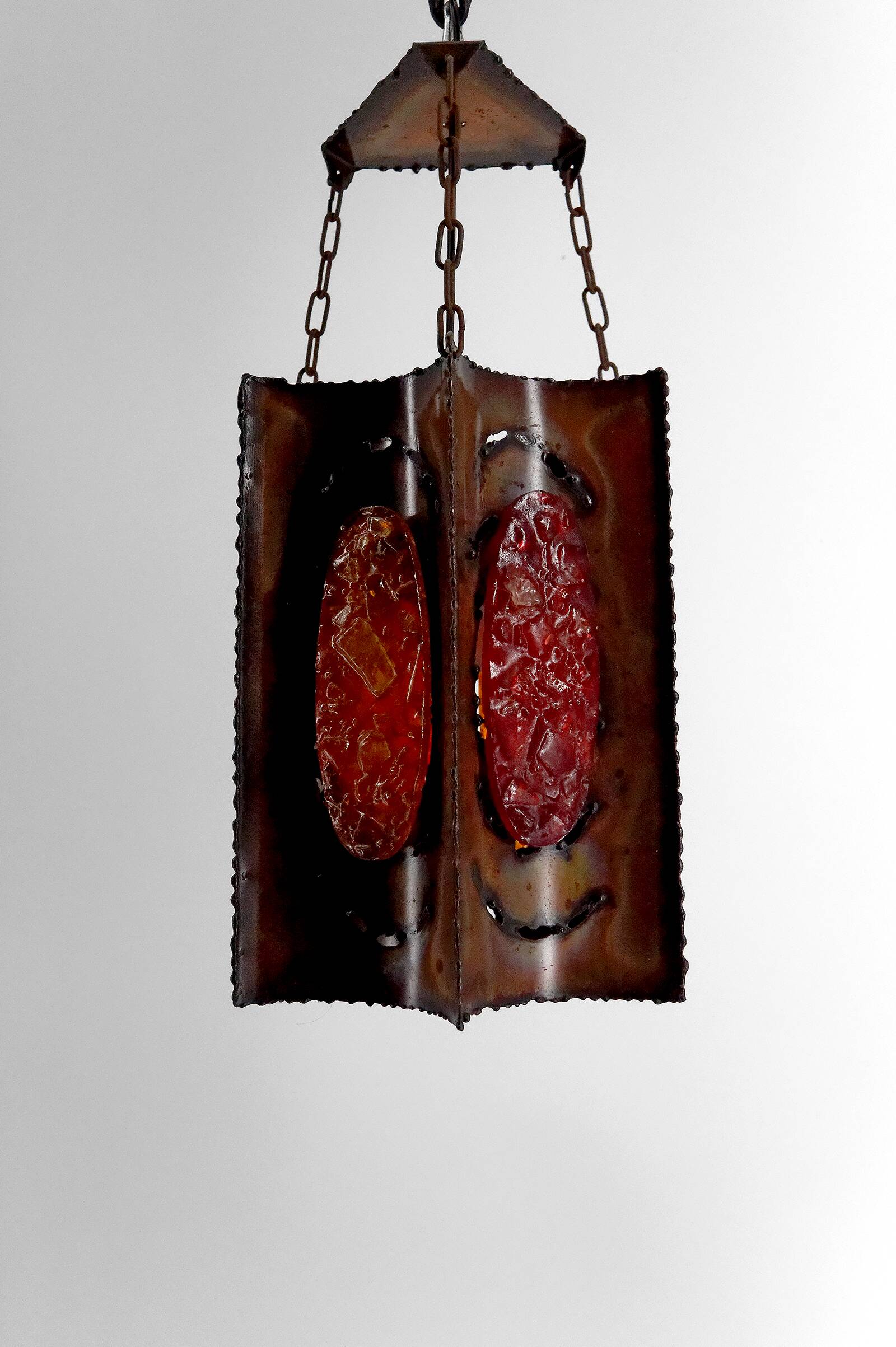 Suspension, Potiers d'Accolay, Patinated Copper and Fractal Resin, Circa 1970