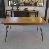 Oak table with cast iron and bronze legs, Italian design, 1960s