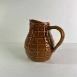 Large Saint-Clément vintage brown rope pitcher 1950
