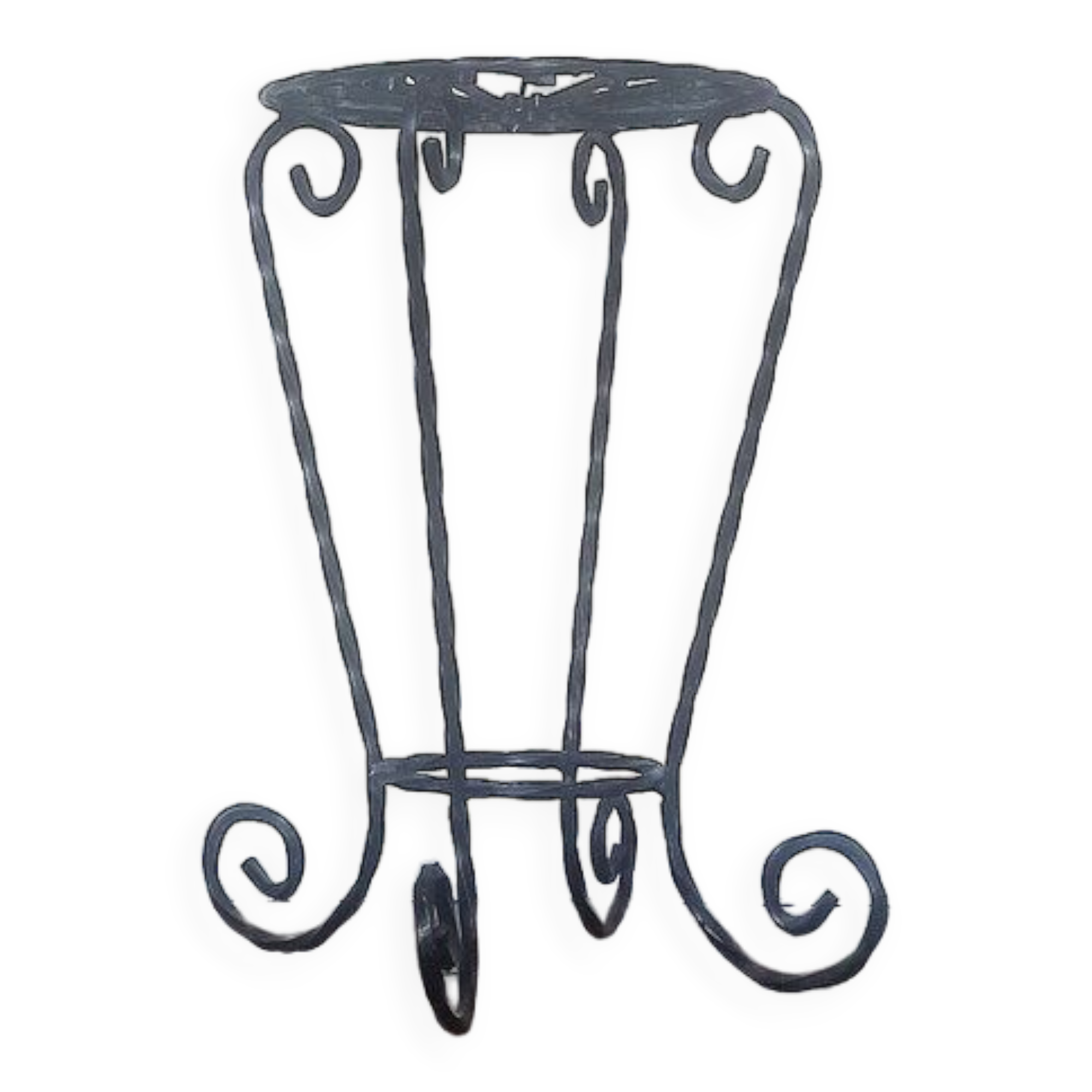 Black wrought iron support for plants