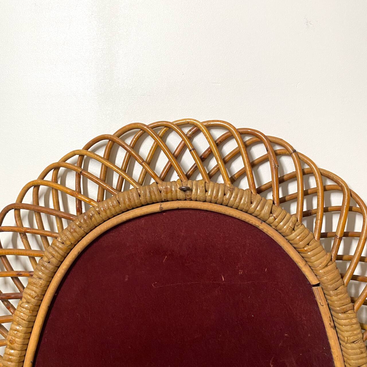 Oval rattan mirror attributed to franco albini - 1960's
