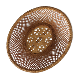 Braces of wood and woven rattan oval basket