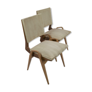 Paire de chaises en hêtre de Maurice Pré