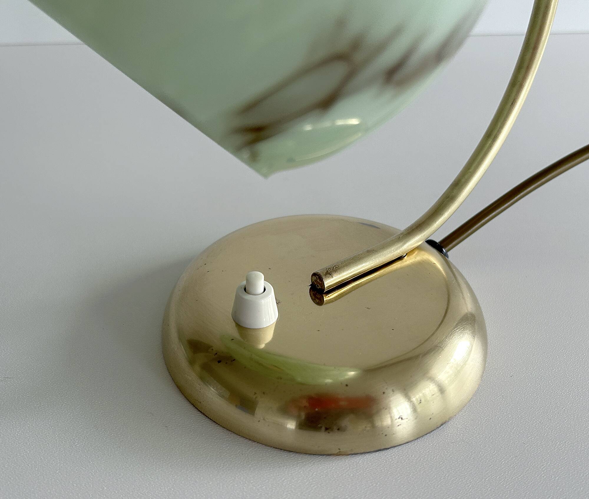 Art Deco Lamp Green Glass Brass