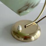 Lampe Art Deco Verre Vert Laiton