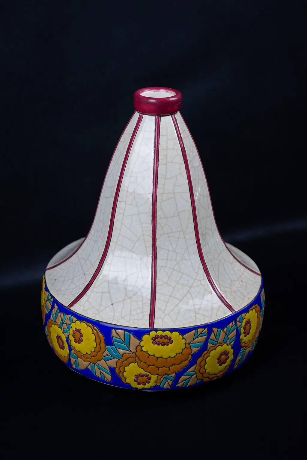 Art Deco Longwy spinning top vase in cloisonné enamel - 1930s