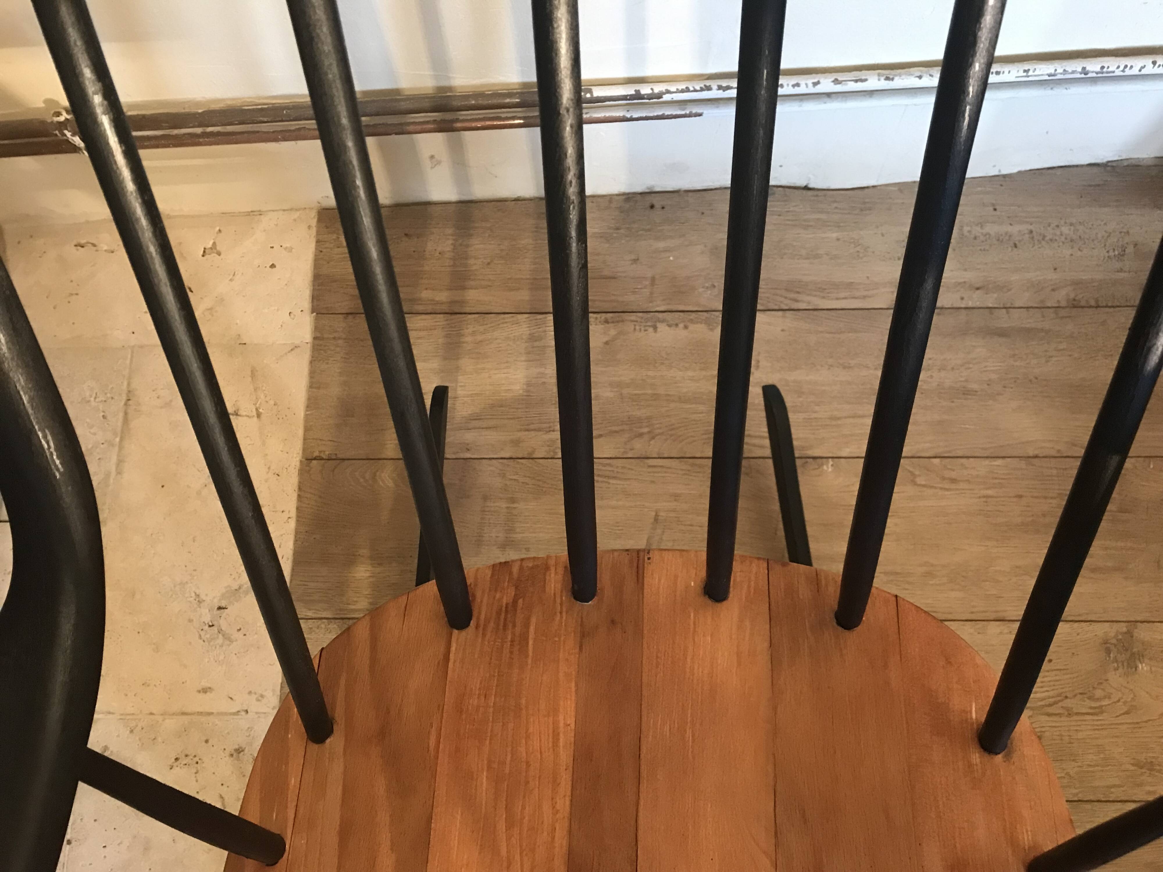 Vintage rocking chair in black stained beech