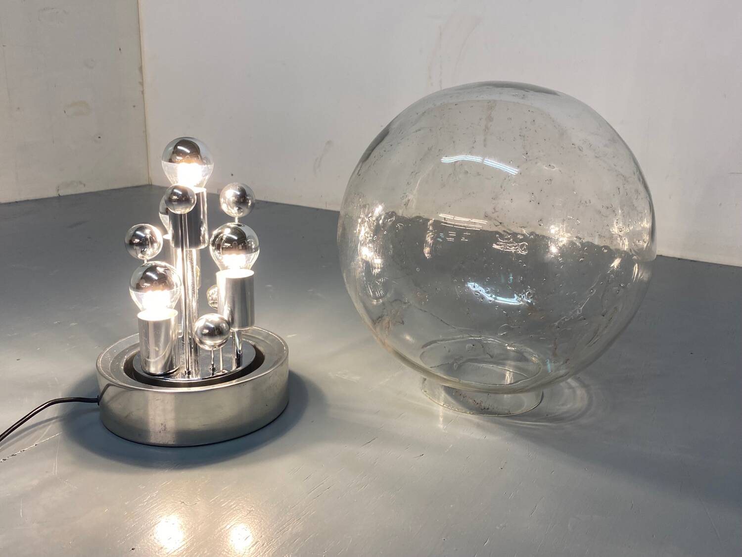 Vintage space age sputnik globe table floor lamp from doria leuchten, 1970s