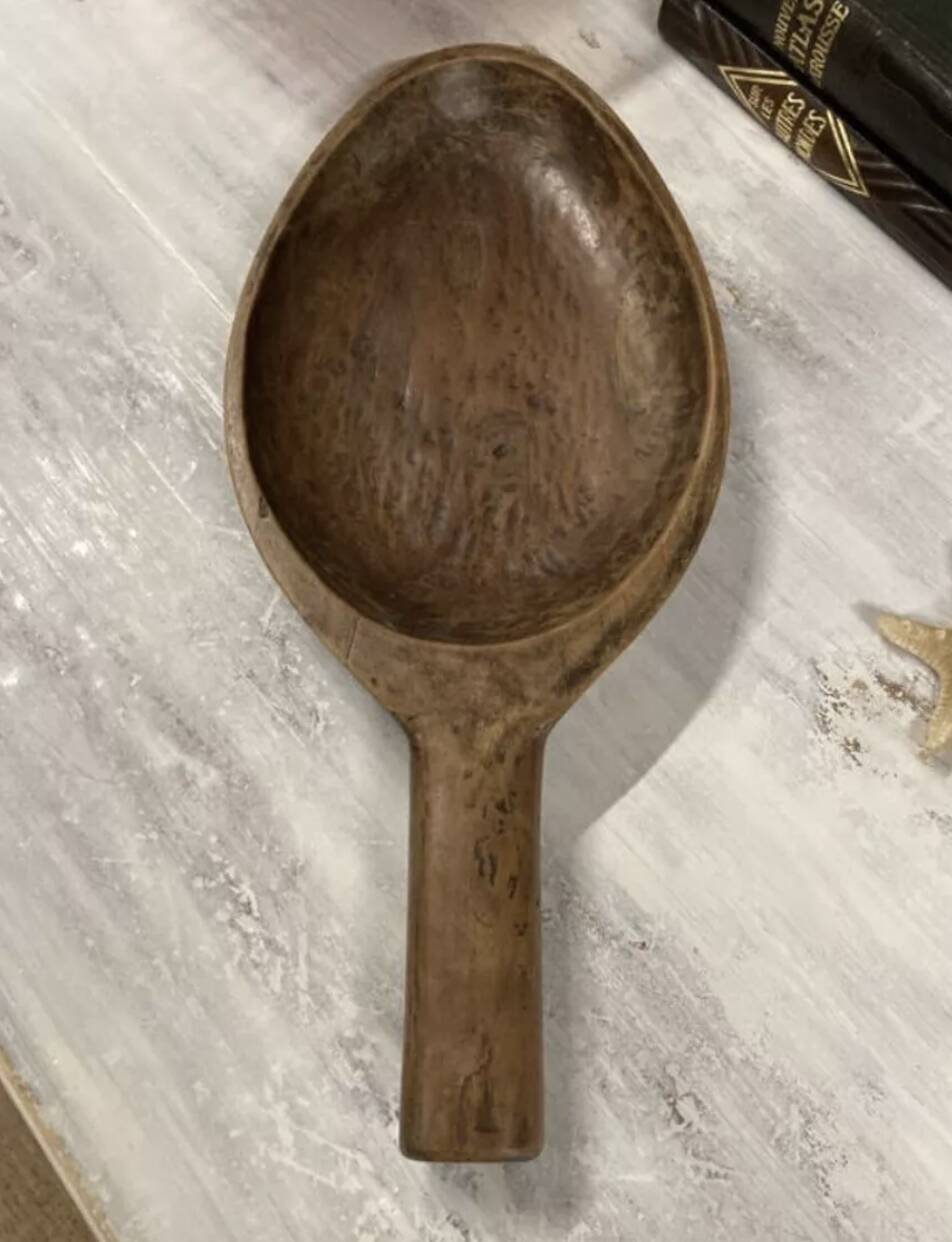 Ethnic handmade wabi sabi wooden spoon dish