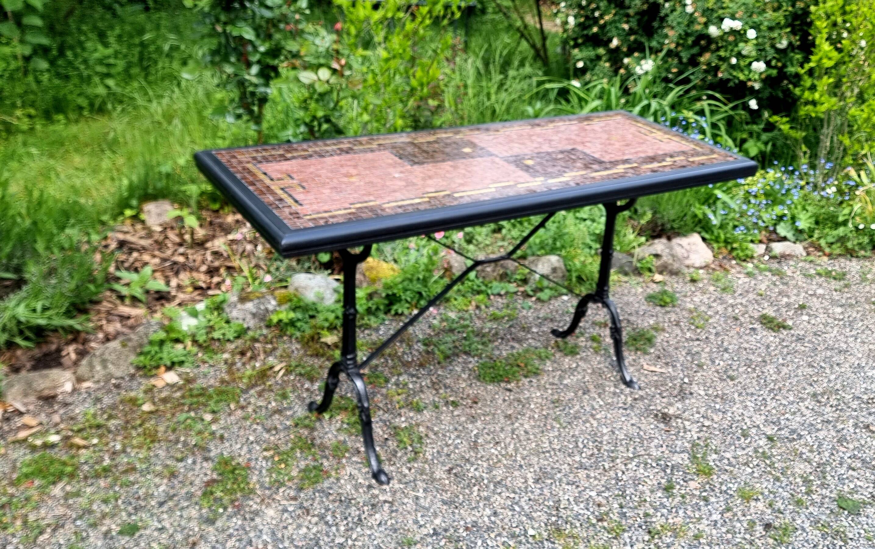 Table bistrot mosaïque de verre années 70