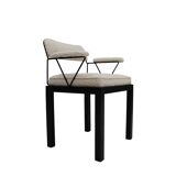 Mid Modern Ettore Sottsass Lodge Italian Black Metal and Wool Chairs, Set of Six