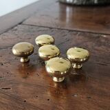 5 polished brass furniture knobs